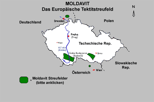 Übersichtskarte Moldavit Streufelder